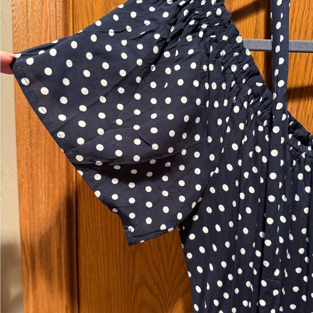 Navy Blue Polka Dot Dress - Picture 7 of 10
